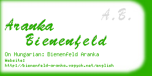 aranka bienenfeld business card